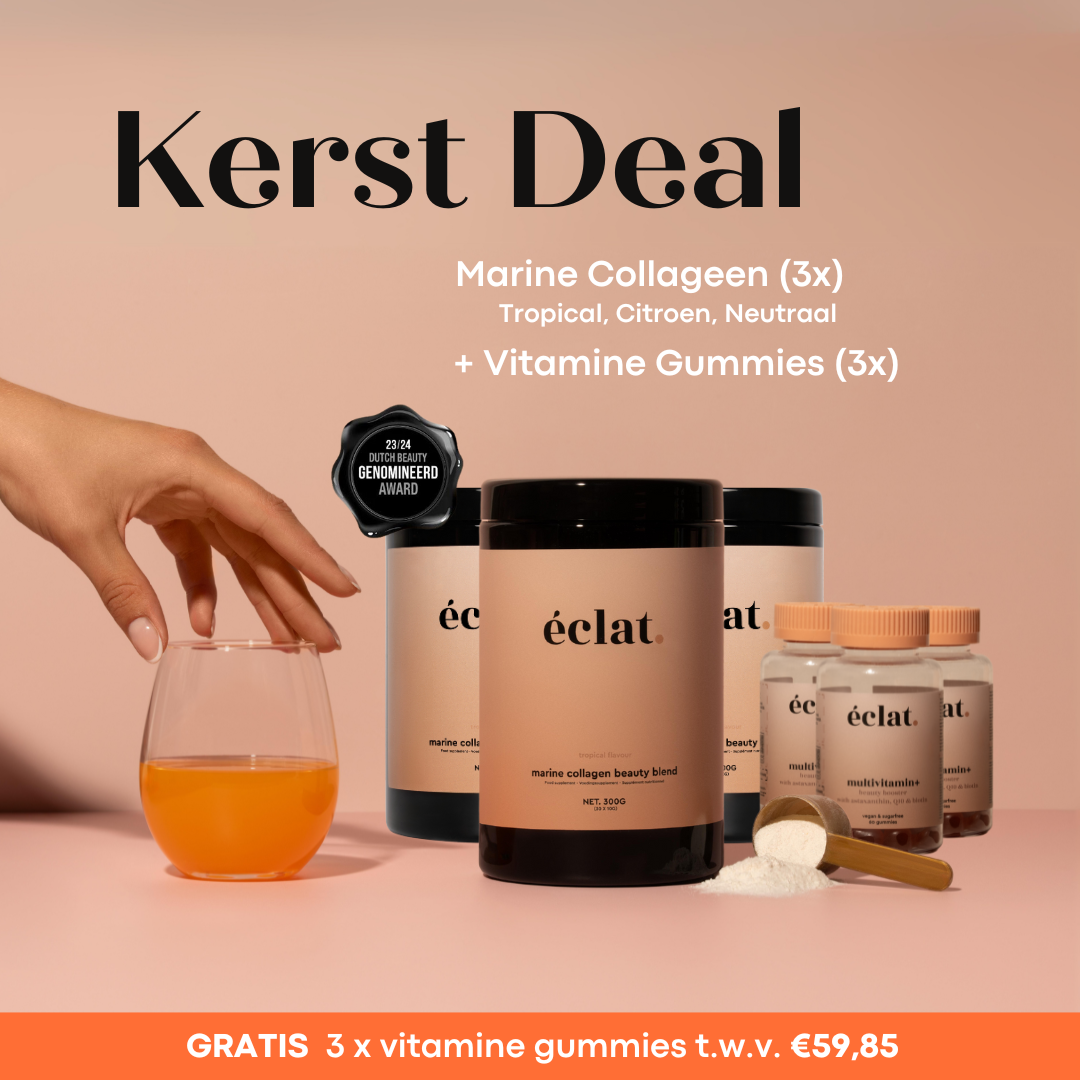 Kerst Pot Deal - 3 smaken bundel: Vis Collageen (pot - 300 gram - 30 doseringen - citroen, smaakloos en tropical) + Vitamine Gummies (3x)