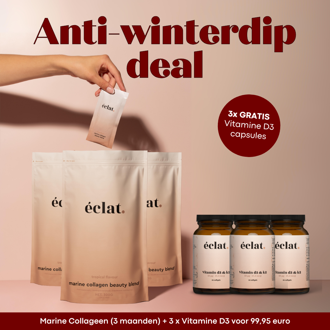 Anti-winterdip Deal: Marine Collageen Tropical Smaak (3x) + Vitamine D3/K2 (3x)