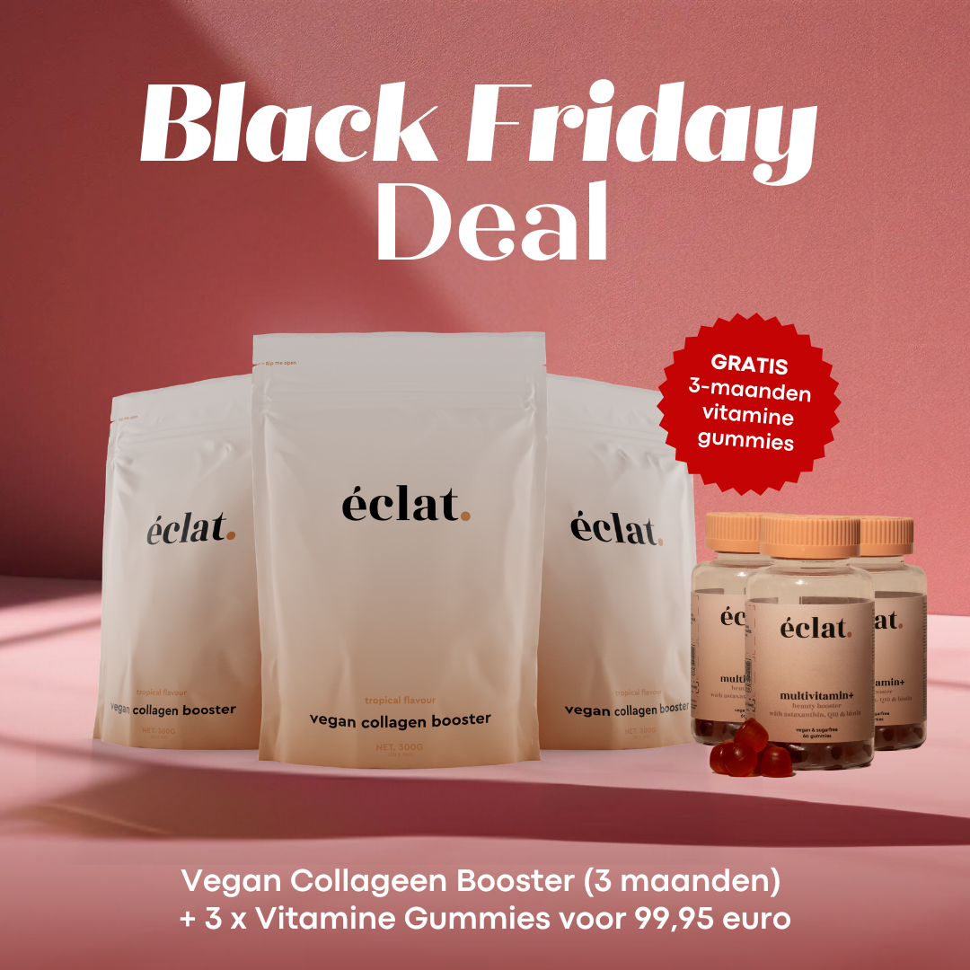 Black Friday Deal Vegan Tropical Sachets: Vegan Collageen Booster (3x) + Vitamine Gummies (3x)