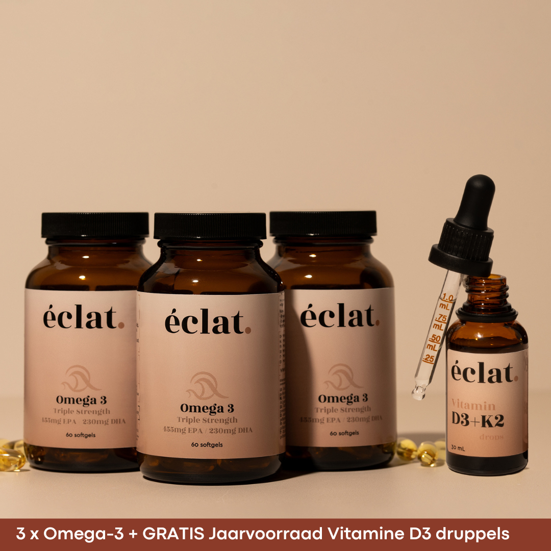 Speciale actie: 3 x Omega-3 Triple Strength + GRATIS jaarvoorraad Vitamine D3 Druppels