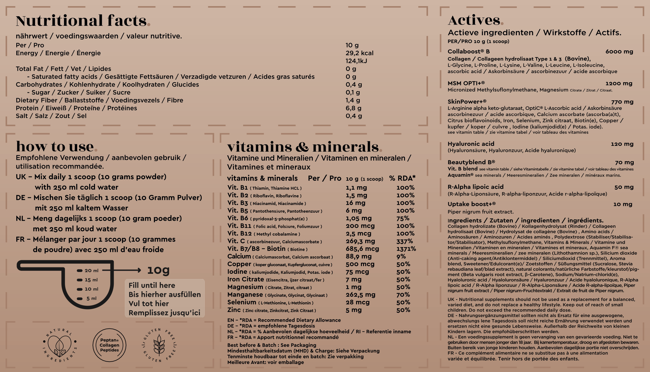 Collagen Peptides Plus+ (pot - 300 gram - 30 doseringen - rund - tropical) - 3x