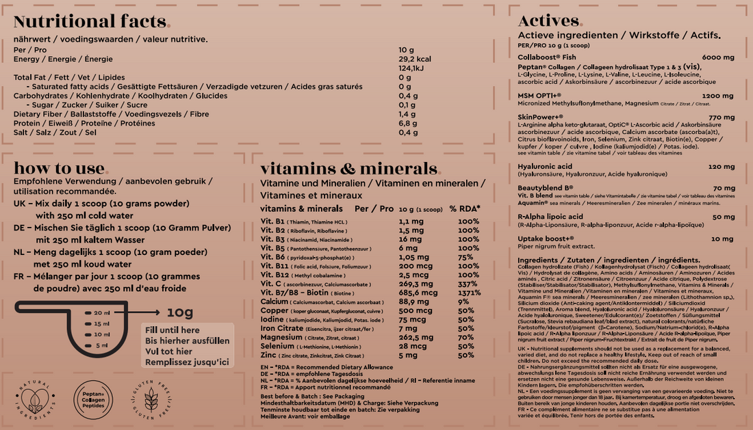 Marine (Vis) Collageen Beauty Blend (pot - 300 gram - 30 doseringen - citroen) 5x