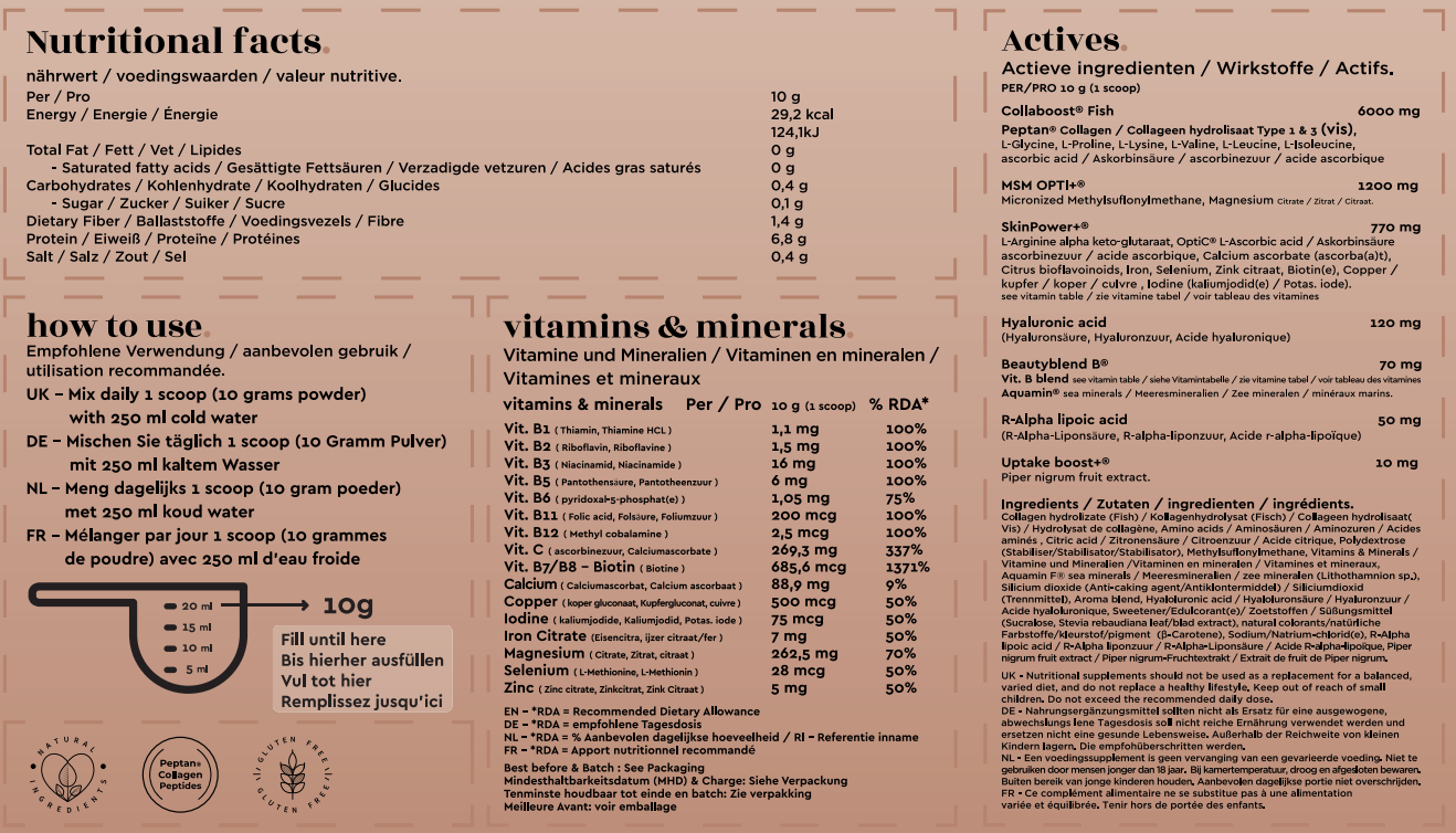 Marine (Vis) Collageen Beauty Blend (pot - 300 gram - 30 doseringen - citroen) 5x