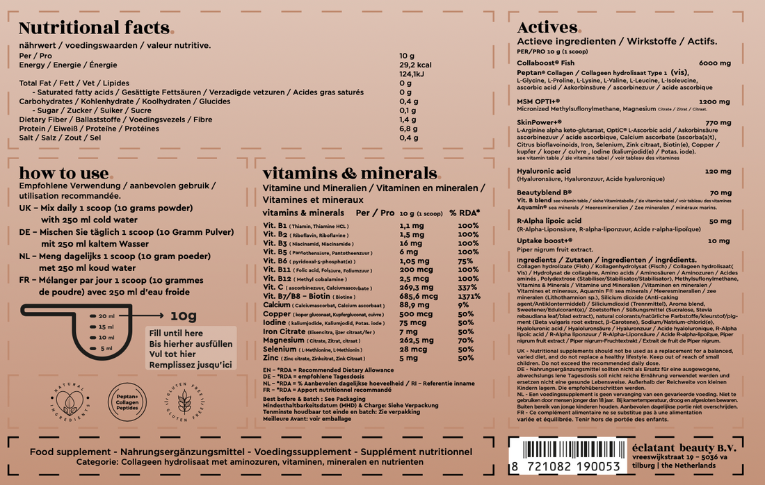 Marine (Vis) Collageen Beauty Blend (pot - 300 gram - 30 doseringen - tropical)