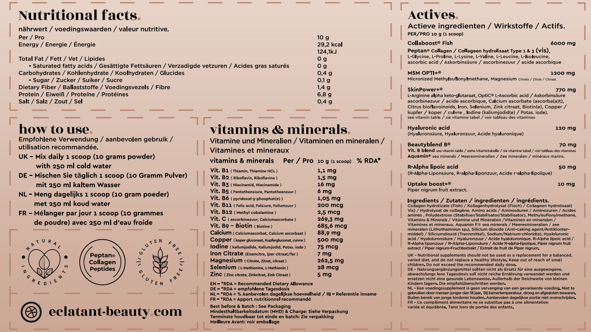 Marine (Vis) Collageen Beauty Blend (pot - 300 gram - 30 doseringen - neutrale smaak) - 5x