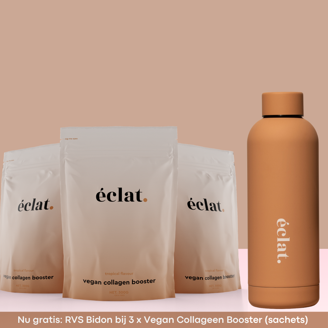 Tijdelijke Zomer RVS Bidon Deal: (3x) Vegan Collageen (losse sachets) + GRATIS RVS Bidon