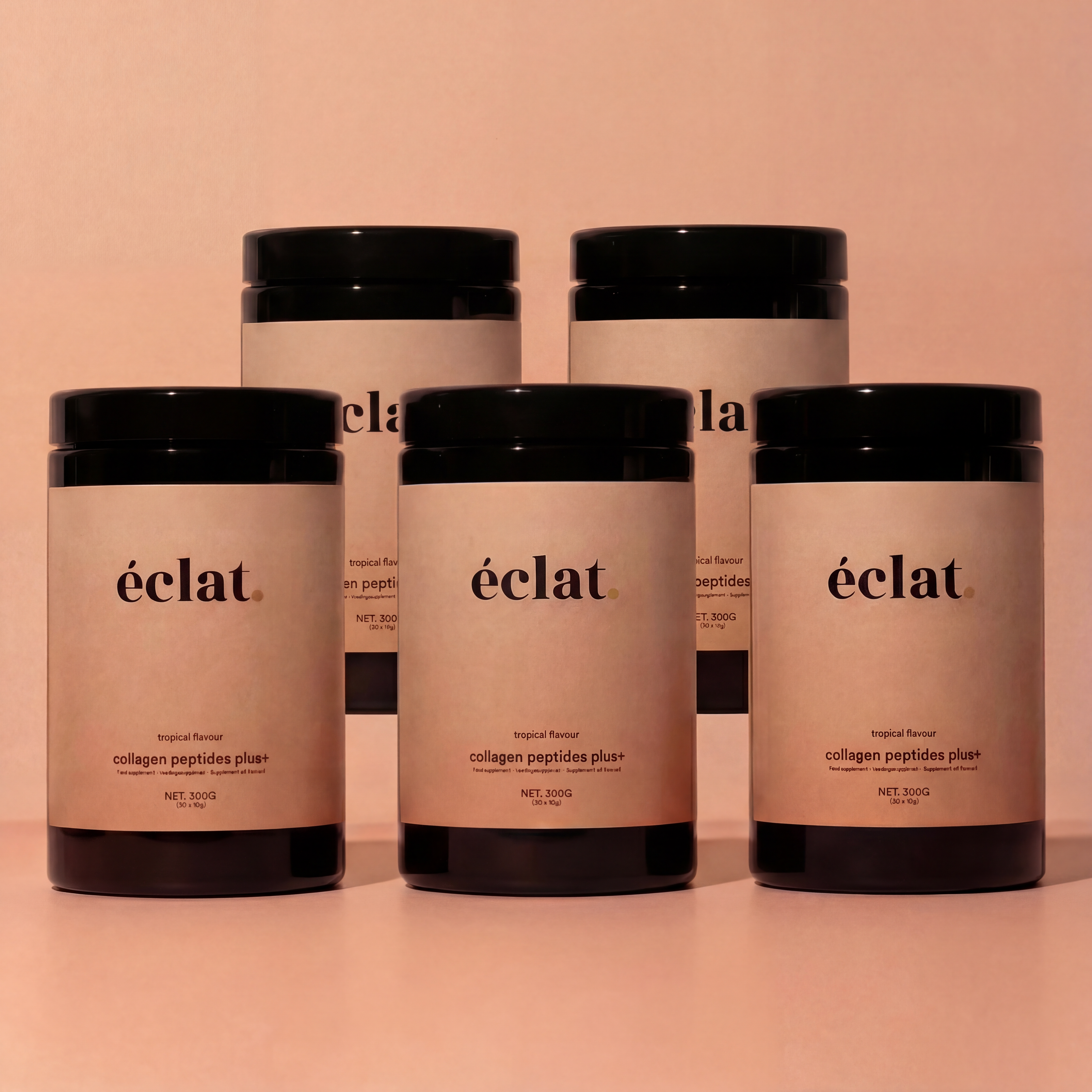 Collagen Peptides Plus+ (pot - 300 gram - 30 doseringen - rund - tropical) x 5