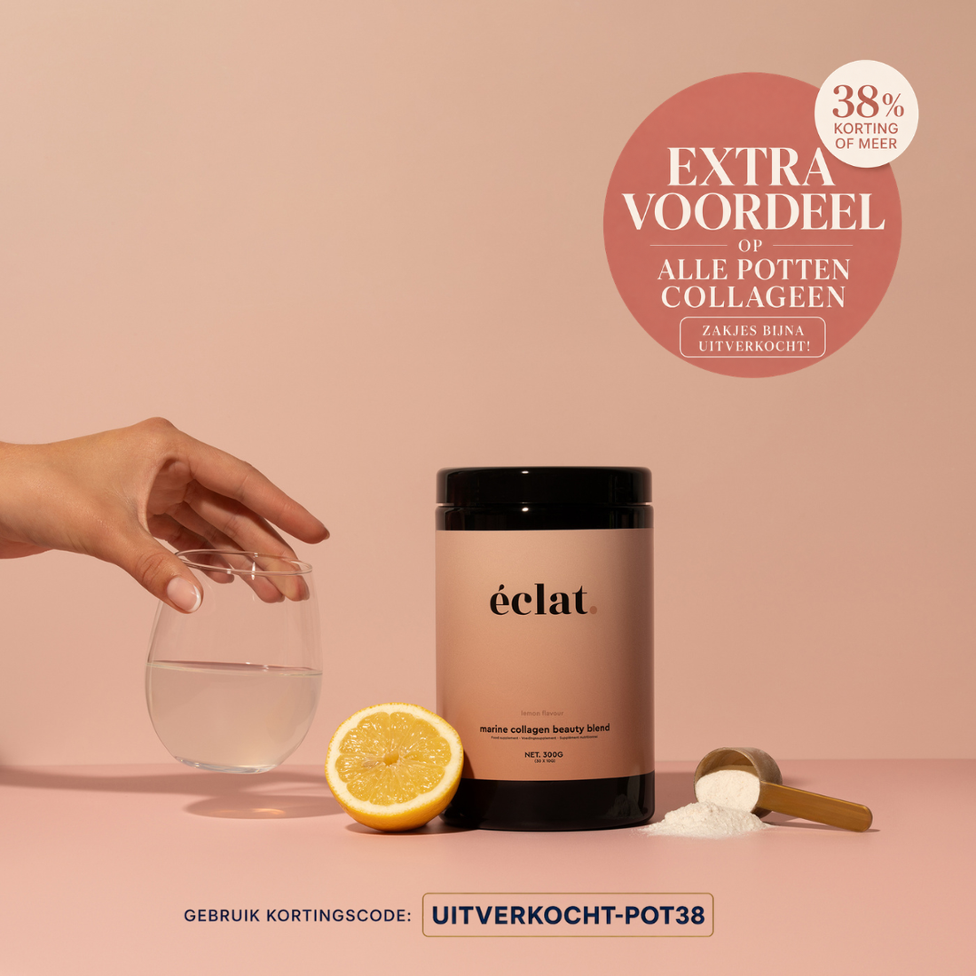 Marine (Vis) Collageen Beauty Blend (pot - 300 gram - 30 doseringen - citroen)