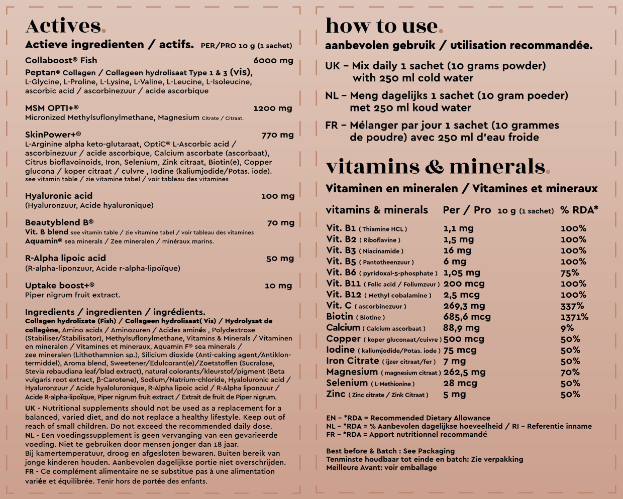 Marine (Vis) Collageen Beauty Blend (1 maand, 30 sachets)