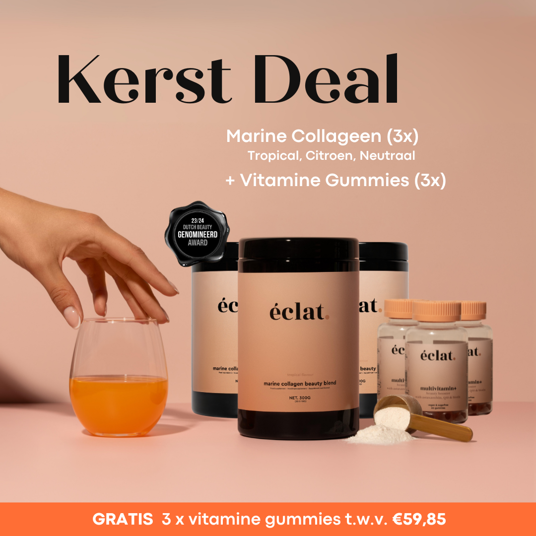 Kerst Deal: 3 smaken bundel: Vis Collageen (pot - 300 gram - 30 doseringen - citroen, smaakloos en tropical) + Vitamine Gummies (3x)