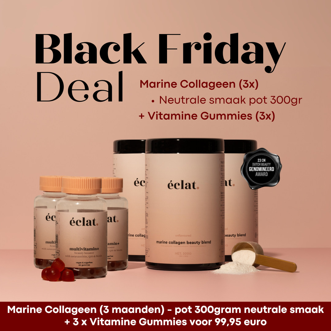 Black Friday Deal Neutraal Smaak Pot: Marine (Vis) Collageen Beauty Blend (pot - 300 gram - 30 doseringen - neutraal) 3x + Vitamine Gummies (3x)