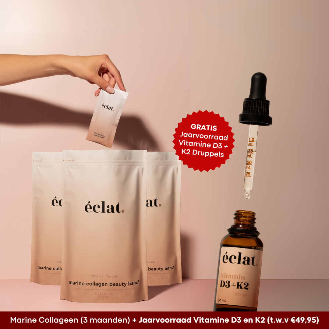 Tijdelijke aanbieding: Marine Collageen (3x) + Jaarvoorraad Vitamine D3 + K2 Druppels (30ml)