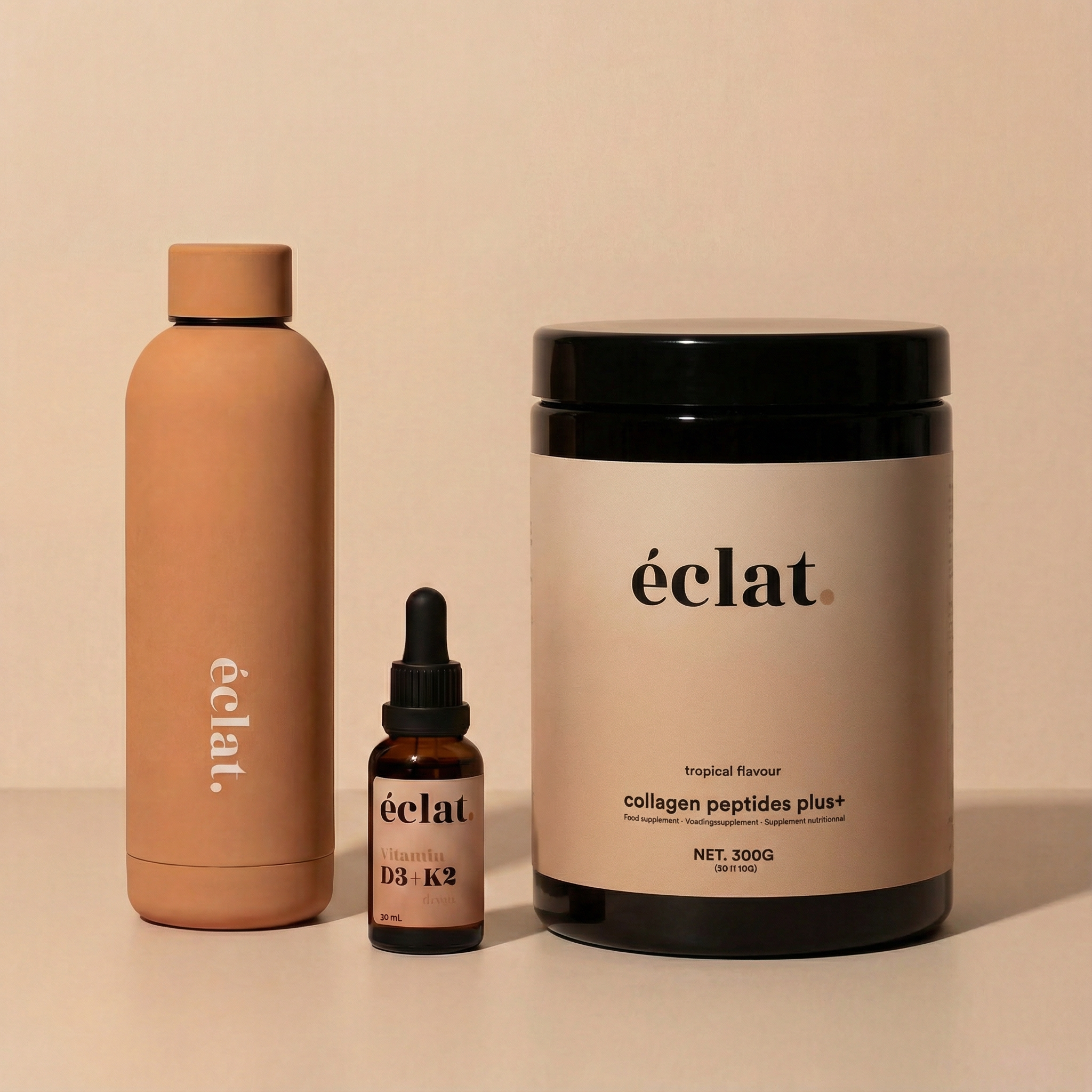 Goede Gewoontes Bundel: 1x Collageen Peptides Plus+, 1x Jaarvoorraad Vitamine D3 en 1x Bidon (RVS)