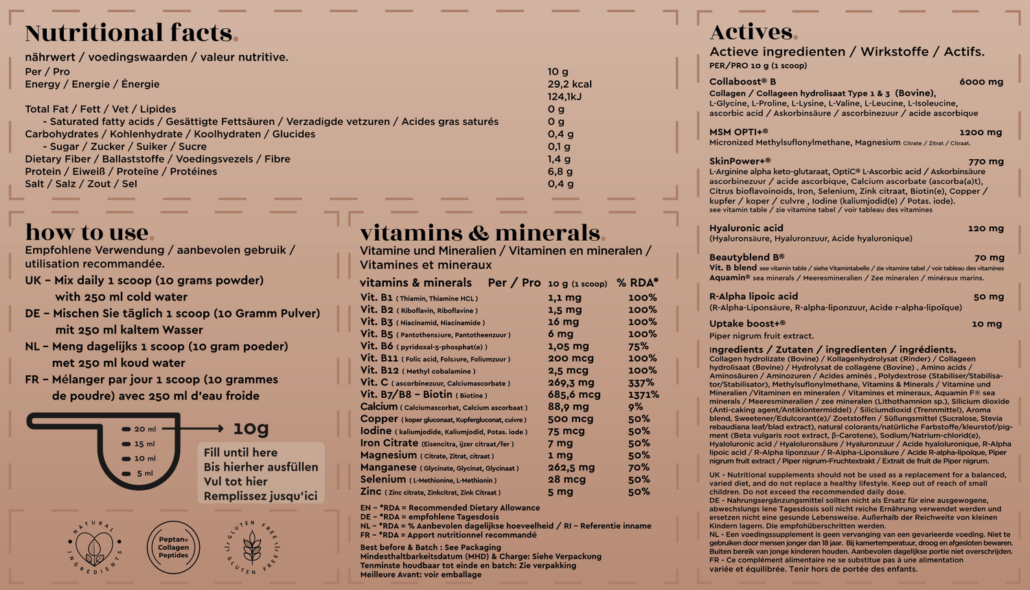 Collagen Peptides Plus+ (pot - 300 gram - 30 doseringen - rund - tropical) x 5