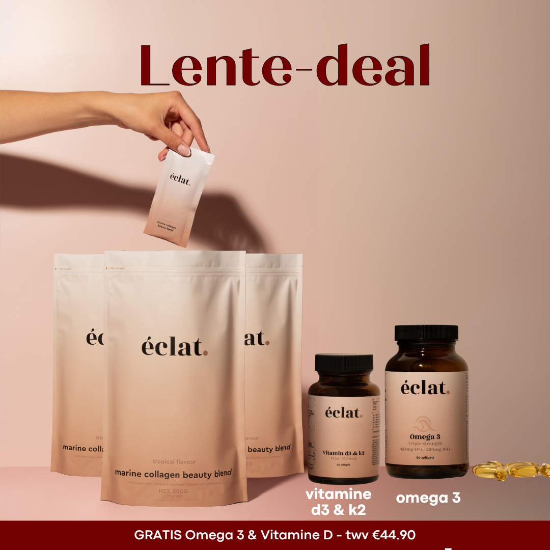Lente Deal: 3x Marine Collageen Tropical Sachets + Omega 3 (Triple Strength) + Vitamine D3&amp;K2