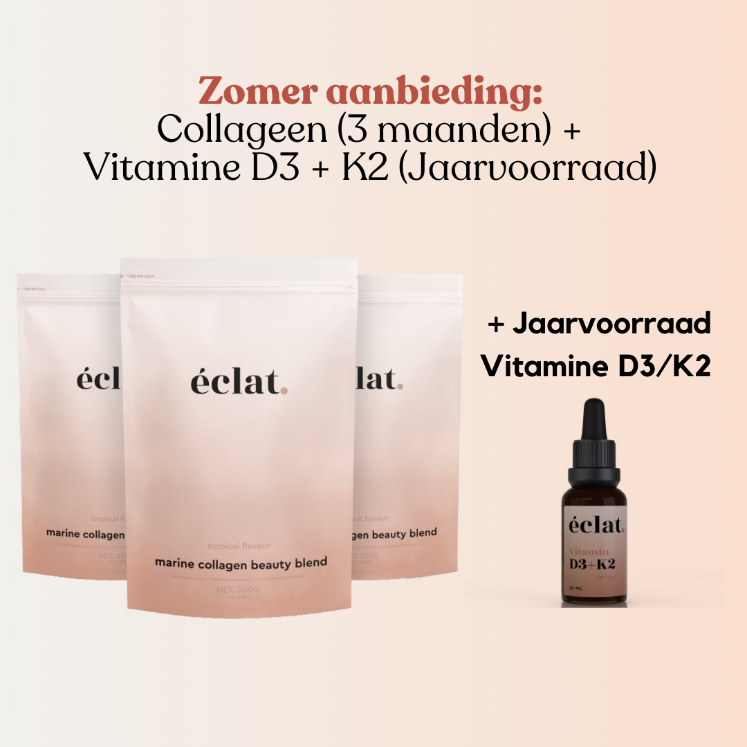 Tijdelijke aanbieding:  Marine Collageen (3x) + Jaarvoorraad Vitamine D3 + K2 Druppels (30ml)