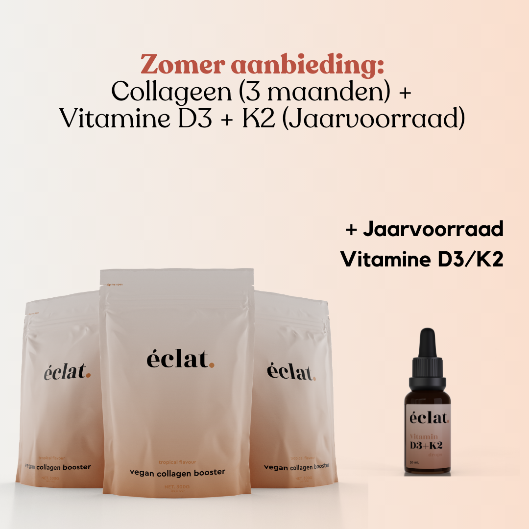 Tijdelijke aanbieding: Vegan Collageen (3x) + Jaarvoorraad Vitamine D3 + K2 Druppels (30ml)