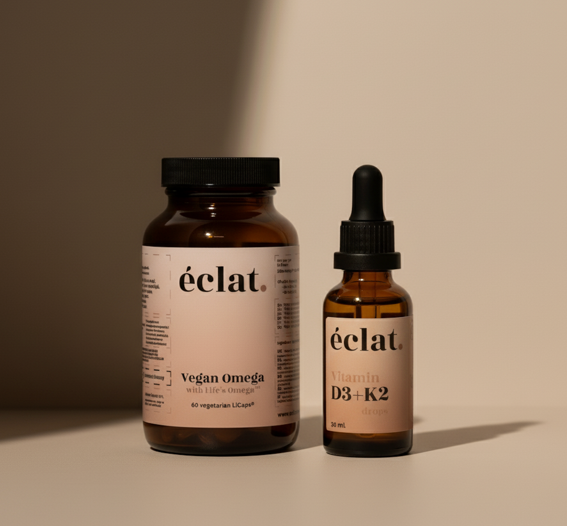 Vegan Omega 3 (Algenolie) + Jaarvoorraad Vitamine D3 + K2 druppels