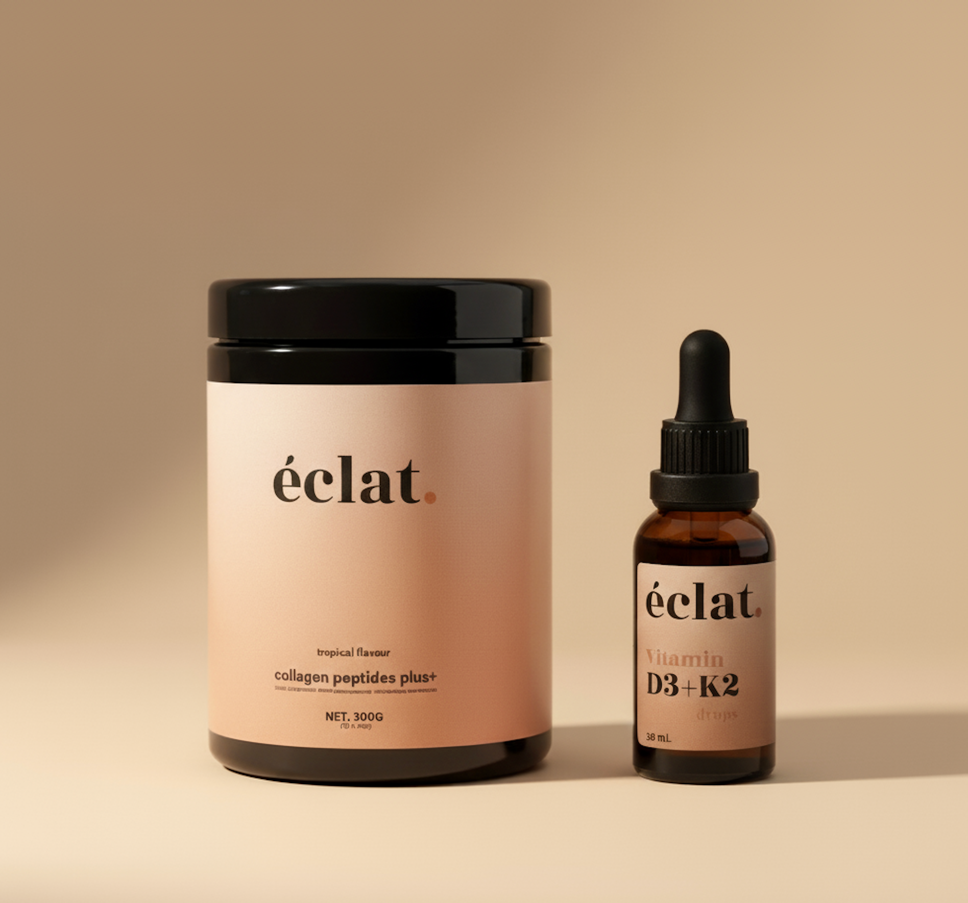 Missie Vitamine-D aanbieding: Collageen Peptides Plus+ en Jaarvoorraad Vitamine D3 + K2 Druppels