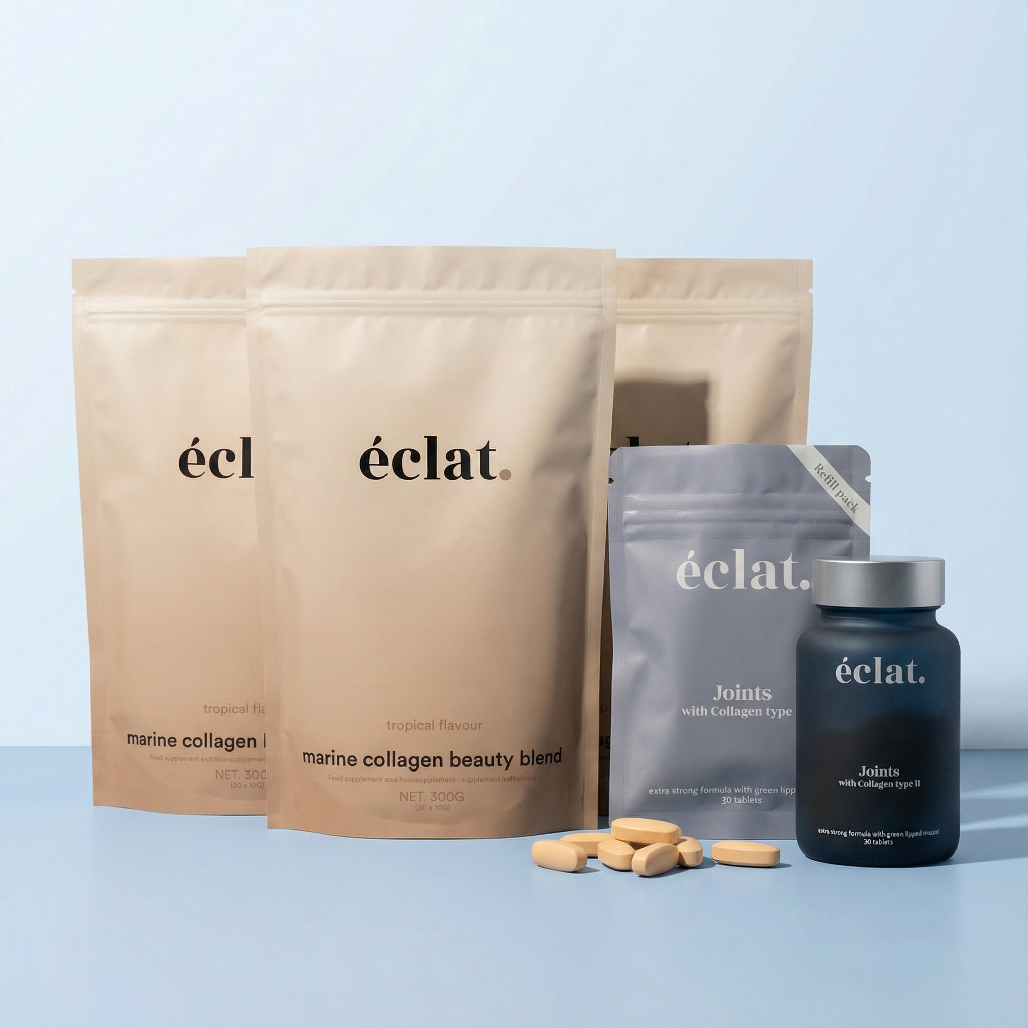 Kerstdeal Marine - 3x Marine Collageen + Joint Support met Collageen Type II + Navulverpakking