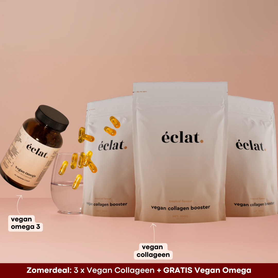Zomer Vegan Deal: Vegan Collageen Booster (3x) + Vegan Omega 3 (Algenolie)